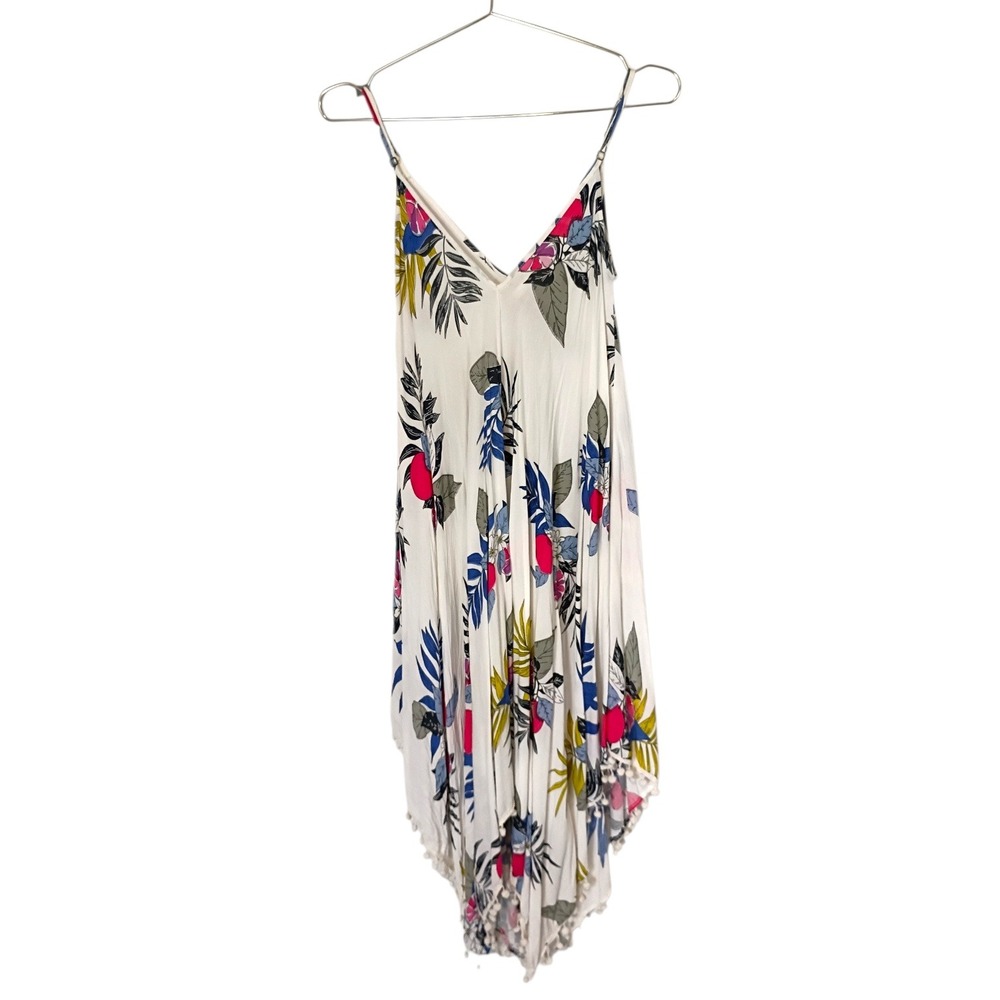 Goa Beachwear by Japna Citrus Botanical Dress‎ Pom Pom Hem Cami Small Coverup